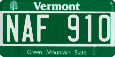 VT license plate NAF910