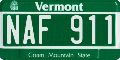 VT license plate NAF911