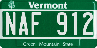 VT license plate NAF912
