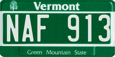 VT license plate NAF913