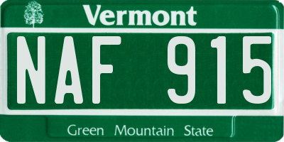 VT license plate NAF915