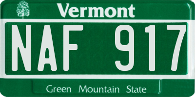 VT license plate NAF917