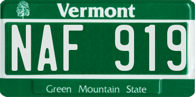 VT license plate NAF919