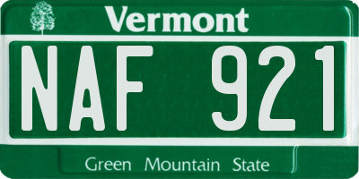 VT license plate NAF921