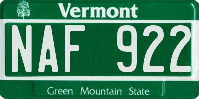 VT license plate NAF922