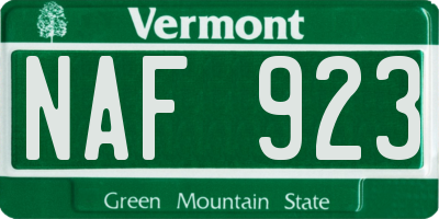 VT license plate NAF923