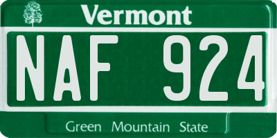 VT license plate NAF924