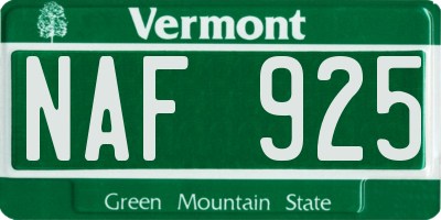 VT license plate NAF925