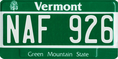 VT license plate NAF926