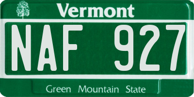 VT license plate NAF927