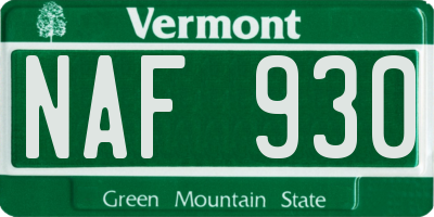 VT license plate NAF930