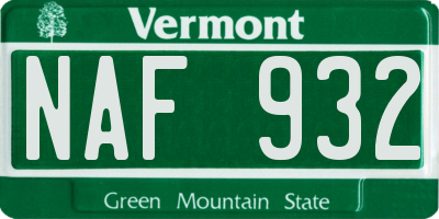 VT license plate NAF932