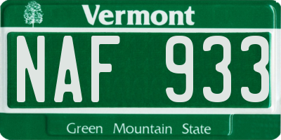 VT license plate NAF933