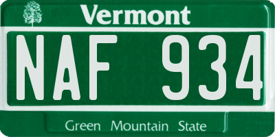 VT license plate NAF934