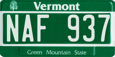 VT license plate NAF937