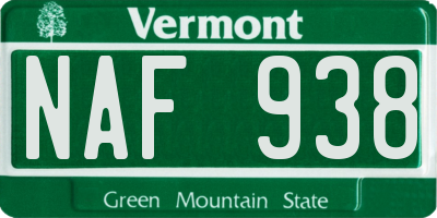 VT license plate NAF938