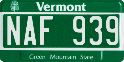 VT license plate NAF939