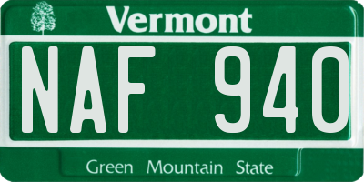 VT license plate NAF940