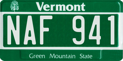 VT license plate NAF941