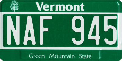 VT license plate NAF945