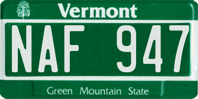 VT license plate NAF947