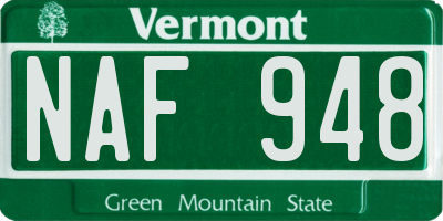 VT license plate NAF948