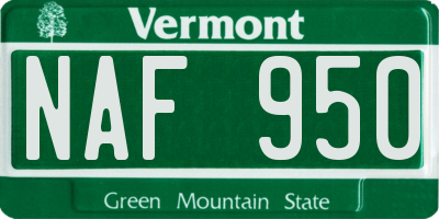 VT license plate NAF950