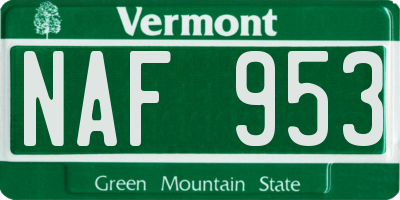 VT license plate NAF953