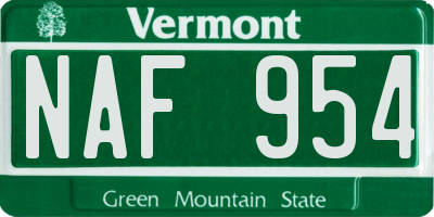 VT license plate NAF954