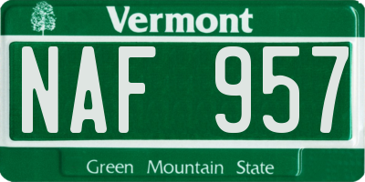 VT license plate NAF957