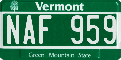 VT license plate NAF959