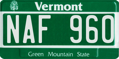 VT license plate NAF960