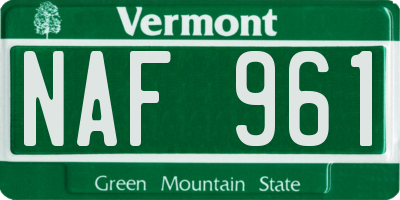 VT license plate NAF961