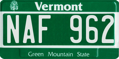 VT license plate NAF962