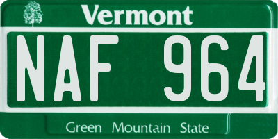 VT license plate NAF964