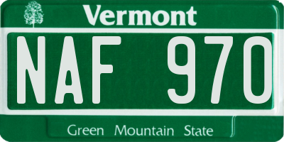 VT license plate NAF970