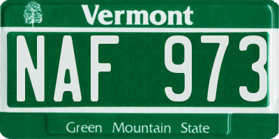 VT license plate NAF973