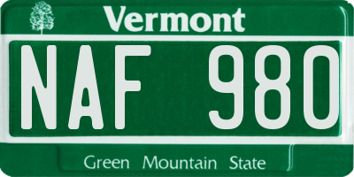 VT license plate NAF980