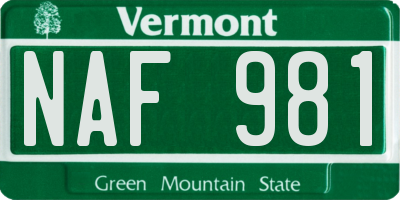 VT license plate NAF981