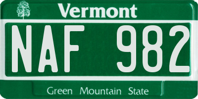 VT license plate NAF982