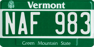 VT license plate NAF983