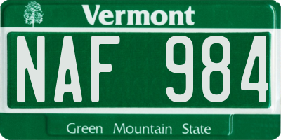 VT license plate NAF984