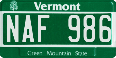 VT license plate NAF986