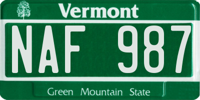 VT license plate NAF987