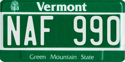 VT license plate NAF990