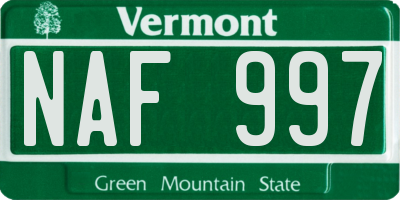 VT license plate NAF997