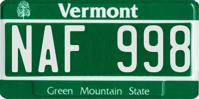 VT license plate NAF998