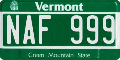 VT license plate NAF999