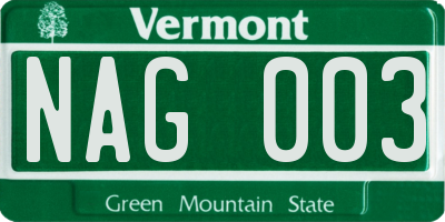 VT license plate NAG003