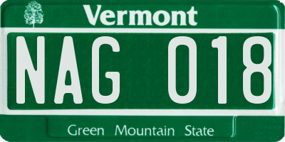 VT license plate NAG018